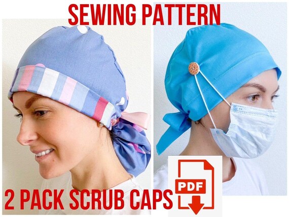 Set Of 2 Scrub Cap Sewing PaternsStyle4 2tone and 6 With | Etsy