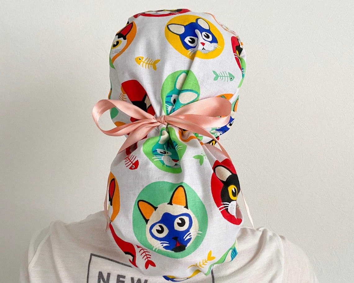 Set of 2 Long Hair Scrub Cap Patterns and Tutorials Style3 Etsy