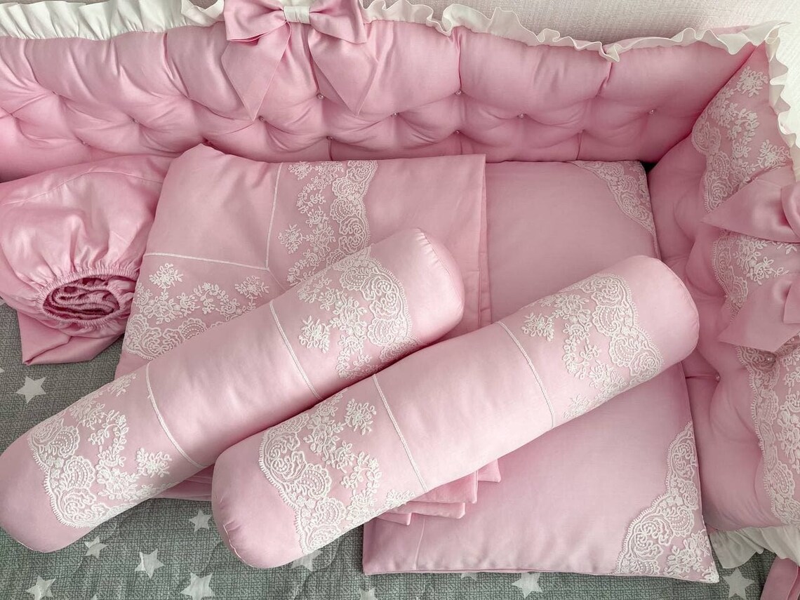 Crib Bumper Pads Crib Bumper Pillows Baby Girl Crib Bedding Etsy