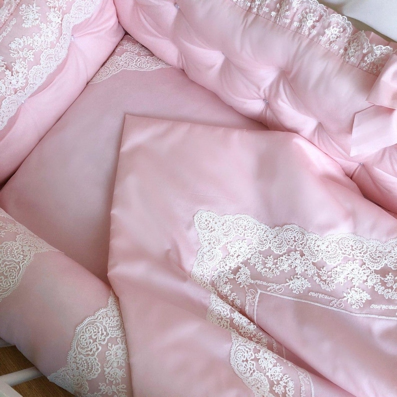 Crib Bumper Pads Roll Crib Bumper Pillows Baby Girl Pink Crib Etsy