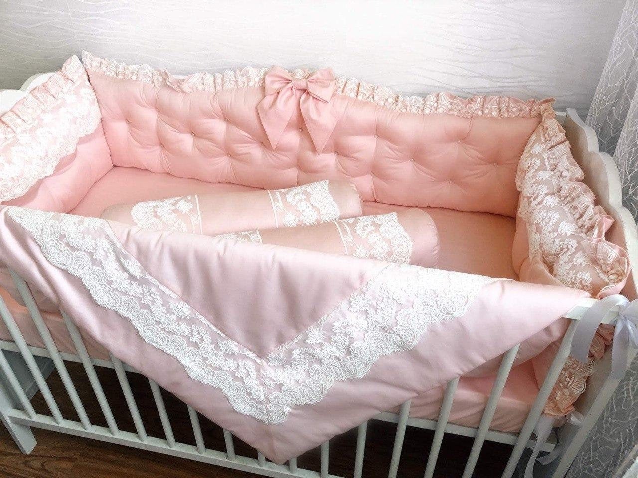 Crib Bumper Pads Roll Crib Bumper Pillows Baby Girl Pink Crib Etsy