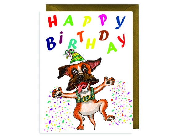 Birthday Card Boxer Dog Themed 8 x 6 size Happy Birthday | Etsy