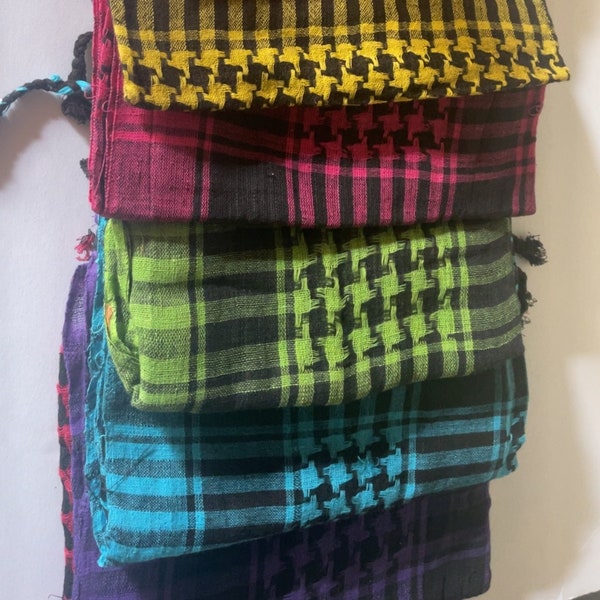 Keffiyeh Palestina Bufanda Kufiya Chal para hombres y mujeres - Shemagh tradicional de algodón con borlas, pañuelo de estilo árabe