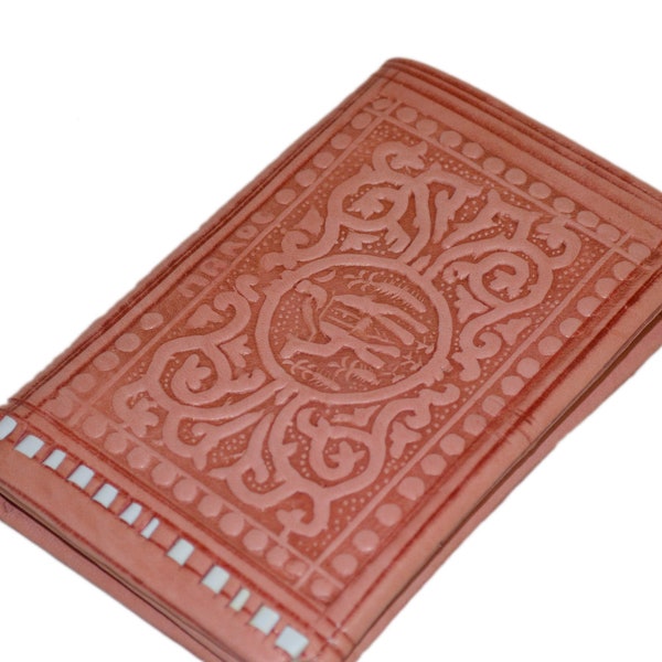 Artisan marocain fait à la main en cuir portefeuille vintage argent carte de crédit porte-monnaie, portefeuille de poche, portefeuille à la recherche vintage, taille moyenne rose