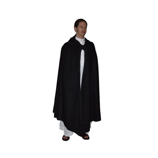 Marocain fait à la main doux luxe hiver chaud Cape noir correspondant bande de roulement broderie à capuche Long pardessus Poncho manteau d'hiver Silham burnous