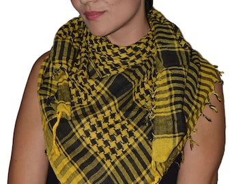 Sciarpa Keffiyeh Palestinese Scialle Kufiya per uomo e donna - Shemagh tradizionale in cotone con nappe, foulard in stile arabo giallo e nero