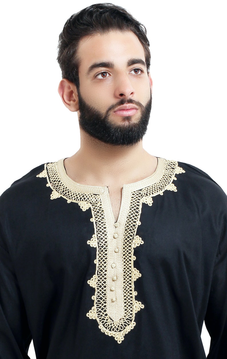 Moroccan Men Tunic Caftan Breathable Fiber Cotton Hand Tread | Etsy