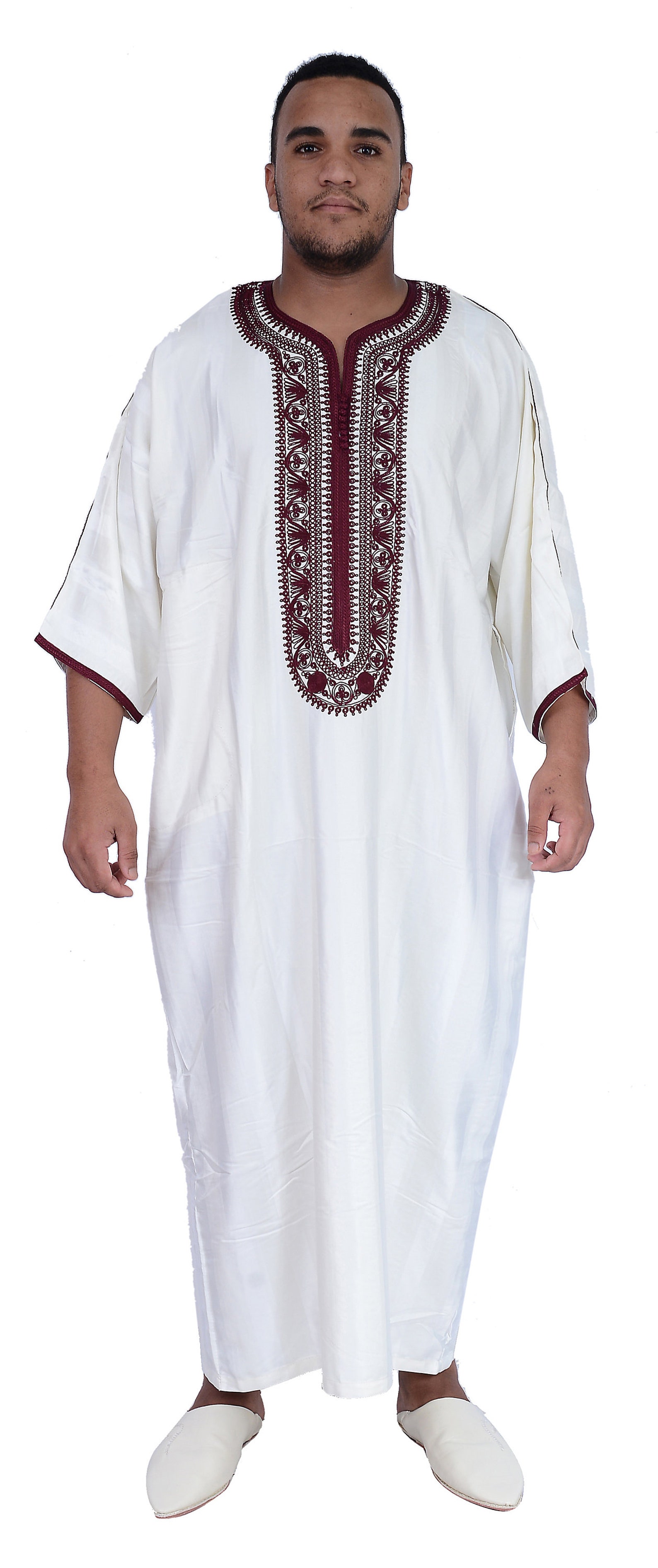 Moroccan Men Kaftan Long Dress Caftan With Handmade Burgundy Etsy