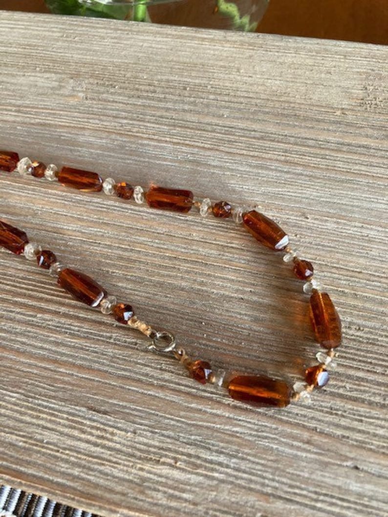 Edwardian Amber and Crystal Beads