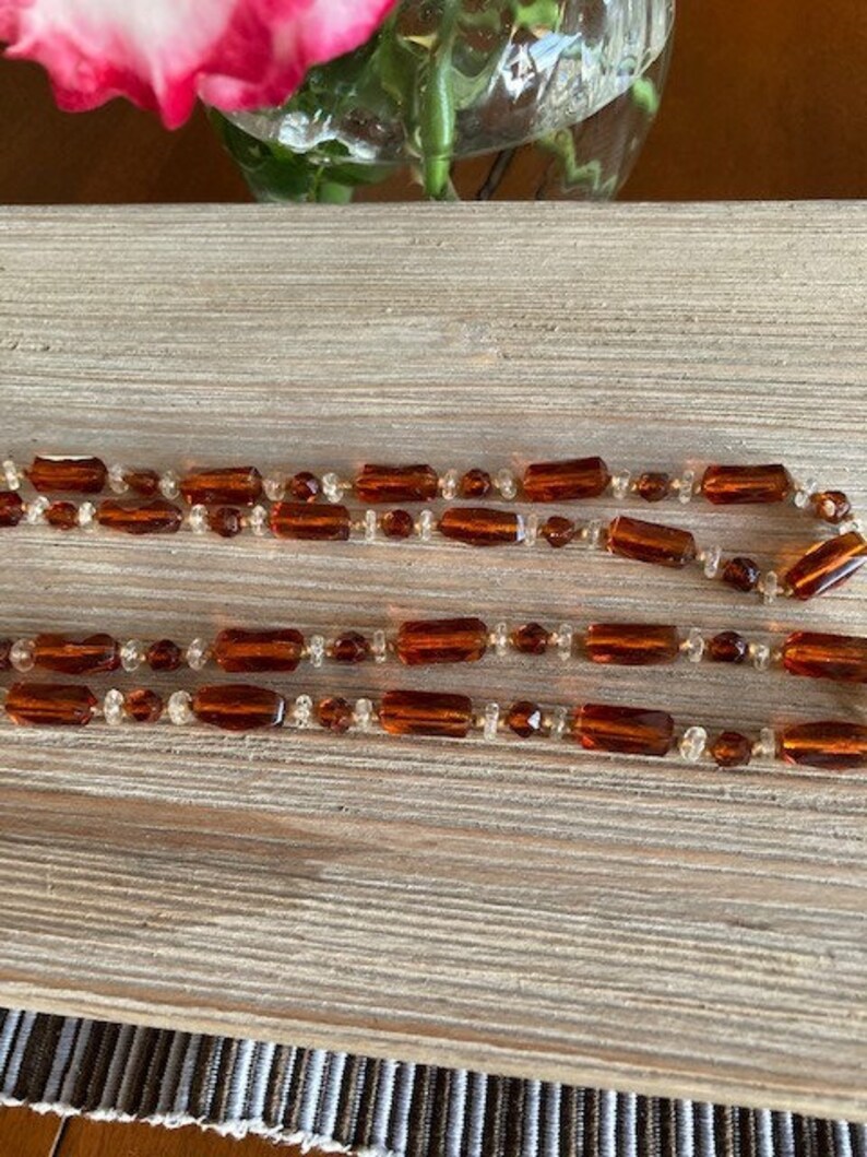 Edwardian Amber and Crystal Beads