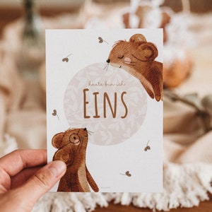 Geburtstagskarte ersten Geburtstag Maus Tiere Glückwunschkarte Glückwunschkarte Kindergeburtstag Geburtstag Tischdekoration Karte