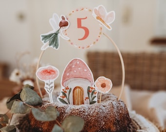Geburtstagscaketopper Fee Blumenkinder Tischdekoration Tortenstecker Kindergeburtstag Kuchendekoration