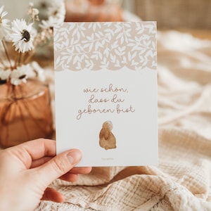 Geburtstag Glückwunschkarte zweiten Geburtstag Hase beige Waldtiere Kindergeburtstag erster Geburtstag boho