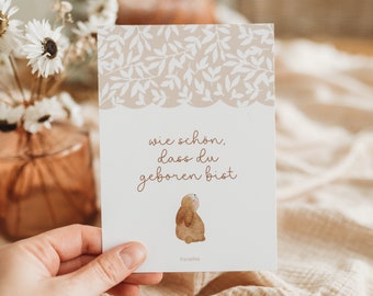 Geburtstag Glückwunschkarte Tischdekoration zweiten Geburtstag Hase beige Waldtiere Kindergeburtstag erster Geburtstag boho