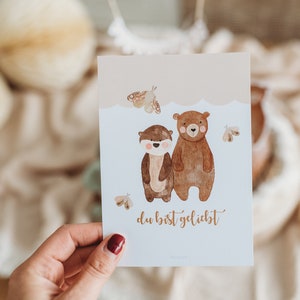 1. Geburtstag Bär Otter beige Waldtiere Motte Kindergeburtstag erster Geburtstag boho