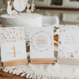 Baby erster Geburtstag Postkarte Affirmation Bauernhof Gänse Gänsemarsch Dekoration Erinnerungskarten Tischdekoration Tischaufsteller