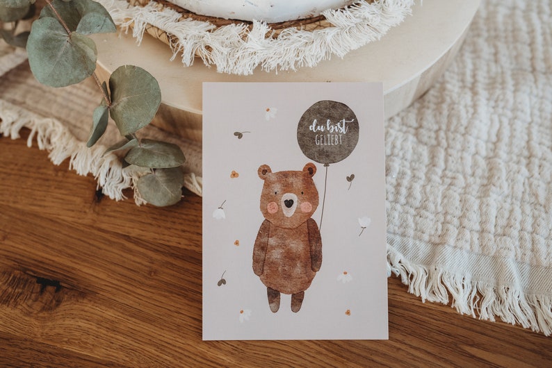 1. Geburtstag Bär Waldtiere bwige Baby Babyparty Einladung Kindergeburtstag erster Geburtstag boho Bild 1