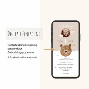 1. Geburtstag Einladung whatsApp Handy digital Bär Party Kindergeburtstag image 3