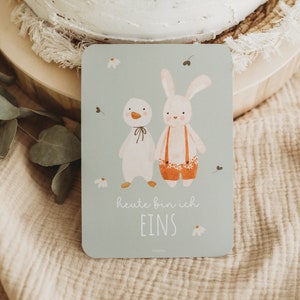 erster Geburtstag Affirmation Gans Salbei Tiere Glückwunschkarte Tischkarte Kindergeburtstag Geburtstag Tischdekoration Karte