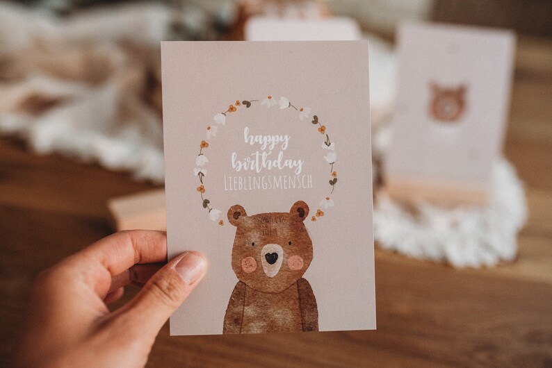 Baby erster Geburtstag Postkarte Waldtiere Mädchen Junge Affirmation Bär Dekoration Erinnerungskarten Tischdekoration Tischaufsteller image 6