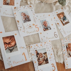 erster Geburtstag Dekoration Jahreskarten Meilenstein erstes Lebensjahr Jahresrückblick Baby boho