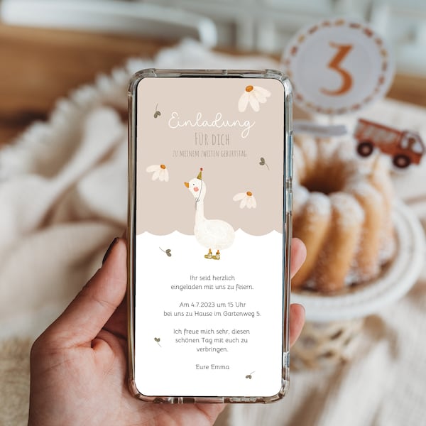 1. Geburtstag WhatsApp Einladung Handy numérique Blume Mädchen Party Kindergeburtstag