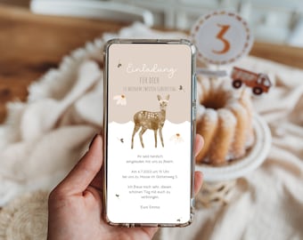 1. Geburtstag Einladung whatsApp Handy digital Blume Mädchen Party Kindergeburtstag