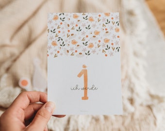 Einladungskarte Baby Babyparty Postkarte Einladung Küken Gänse Gänsemarsch Kindergeburtstag 1. Geburtstag Ich werde eins