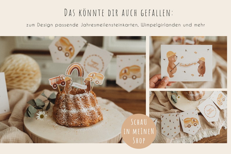 Baustelle Geburtstag Geschenktüte Anhänger Kindergeburtstag Tag Geschenkanhänger Serviettenhänger Gastgeschenk Dankeschön Bild 10