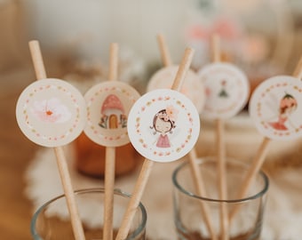 Fee Geburtstag Strohhalm Tischdekoration Mädchen Blumenkinder Kindergeburtstag Boho Kuchendekoration