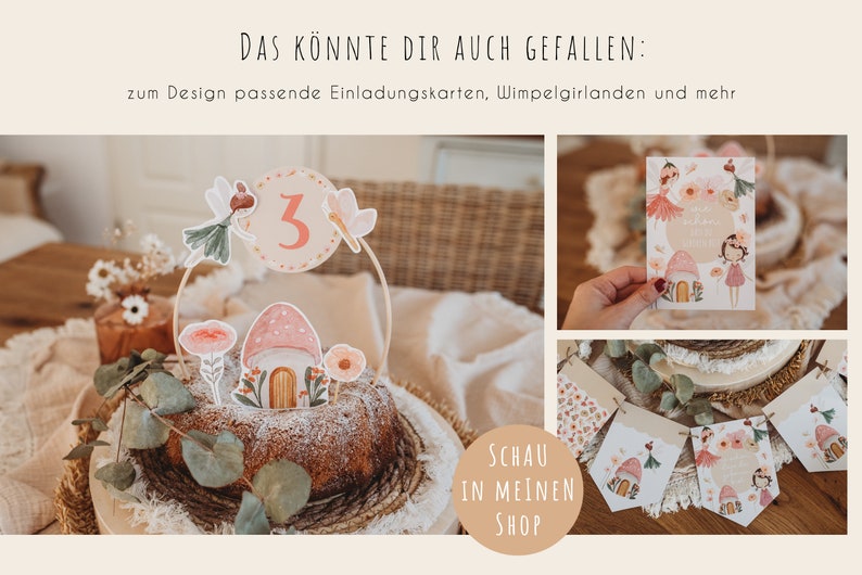 Geburtstag Fee Anhänger Blumenkinder Caketopper Tag Geschenkanhänger Serviettenhänger Gastgeschenk Dankeschön Bild 10