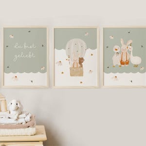 Postertrio Bär Affirmation Aquarell A4 boho Waldtiere Mädchen Junge