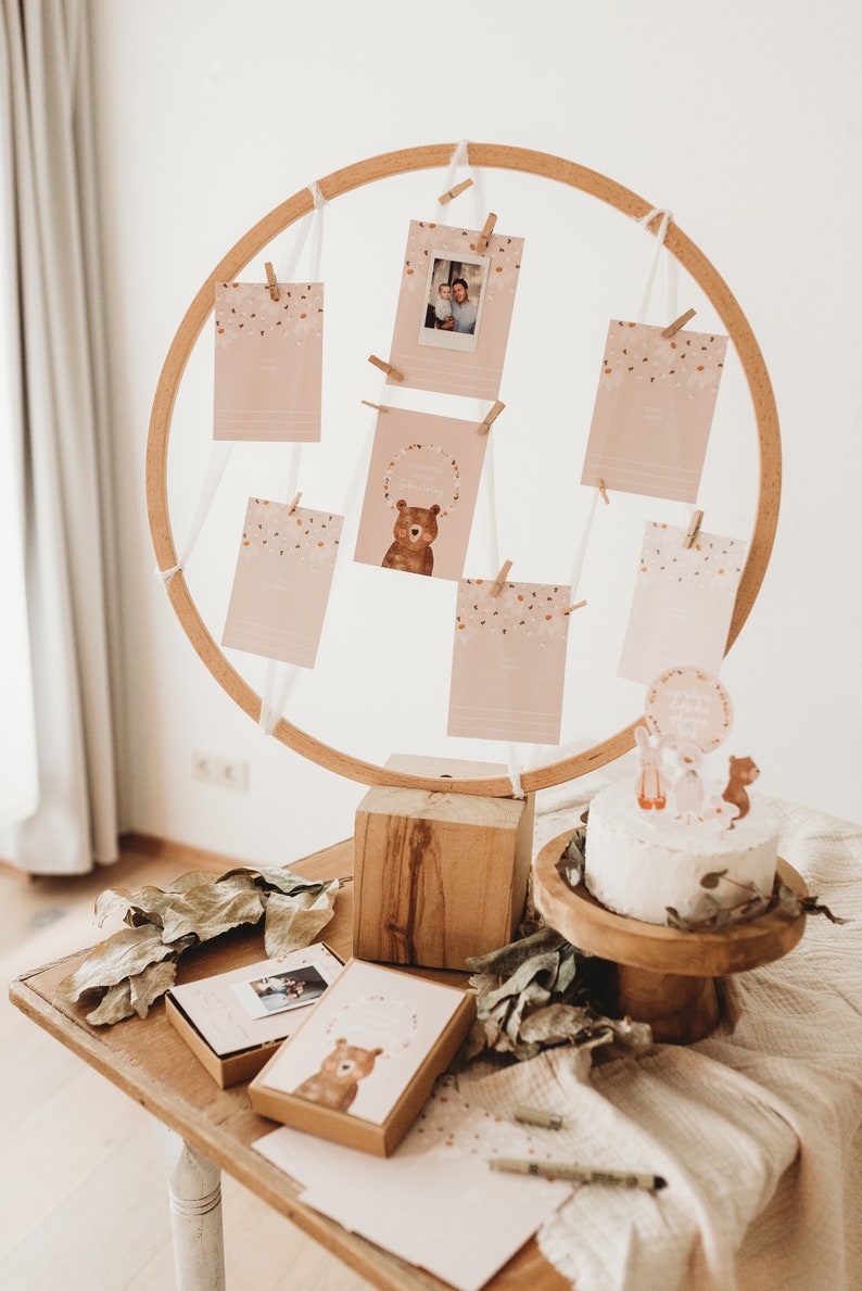 Geburtstag Gästebuch Geschenk Bär Gästekarten Instax Dekoration Boho Kindergeburtstag Bild 2