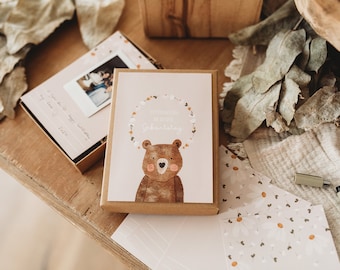 Geburtstag Gästebuch Geschenk Bär Gästekarten Instax Dekoration Boho Kindergeburtstag