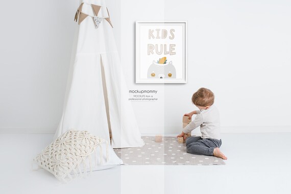 Mockup Kids Room White Wall Newborn Photography Mock Etsy
