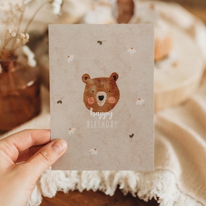 1. Geburtstag Bär Waldtiere beige Baby Babyparty Einladung Kindergeburtstag erster Geburtstag boho