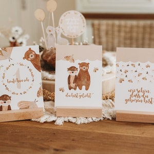 1. Geburtstag Tischdekoration Karten Bär beige Baby Babyparty Kindergeburtstag erster Geburtstag boho