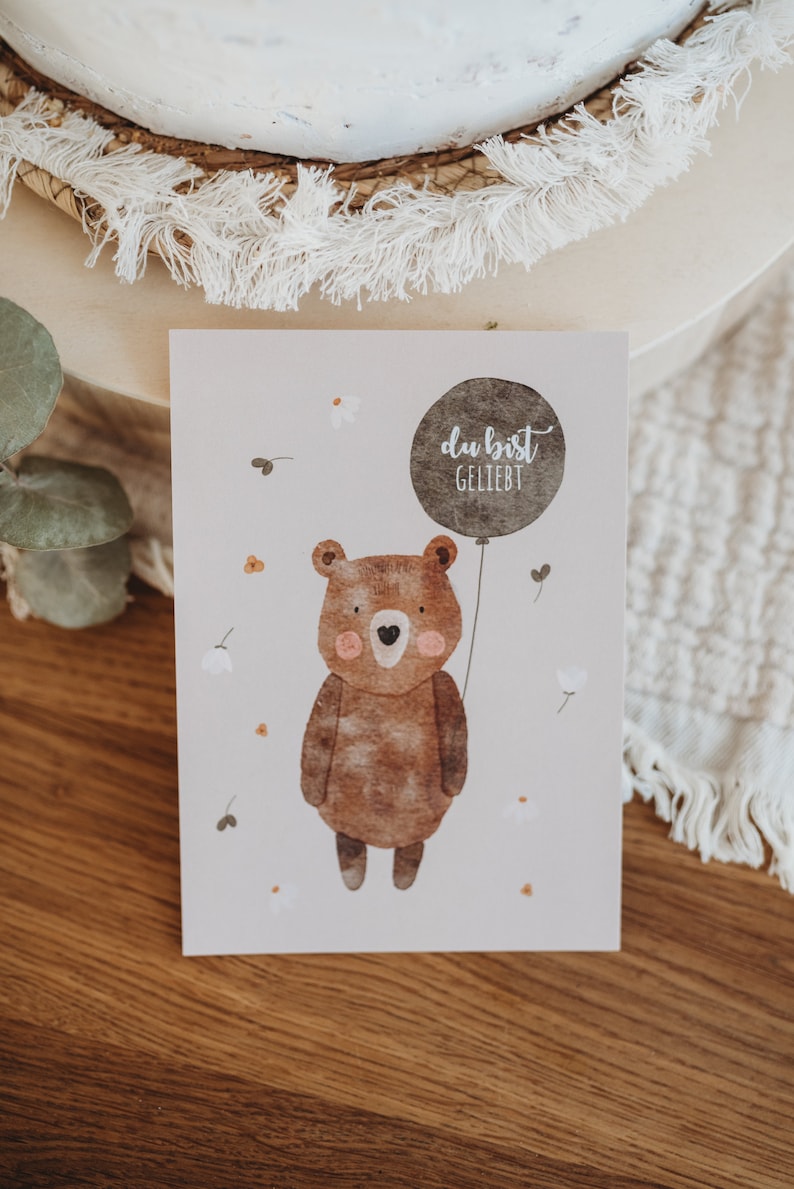 1. Geburtstag Bär Waldtiere bwige Baby Babyparty Einladung Kindergeburtstag erster Geburtstag boho Bild 4