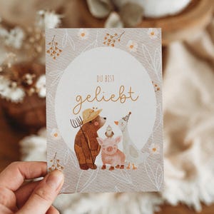 Geburtstagskarte Traktor Bauernhoftiere geliebt Tischdekoration beige Traktor Kindergeburtstag erster Geburtstag boho