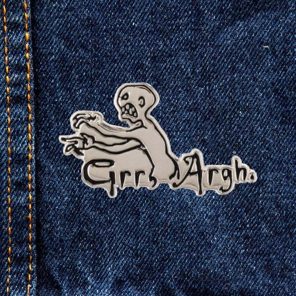 Grr Argh - Soft Enamel Lapel Pin, inspired by Buffy the Vampire Slayer and Mutant Enemy (Silver Plated)