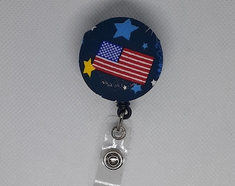 Handmade American Flag Badge Reel