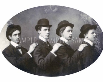 vintage Photo Young Men In Derby Hats -- TÉLÉCHARGEMENT NUMÉRIQUE -- Image du début des années 1900 pour cartes faites à la main pour hommes, papier scrapbook, artisanat vintage