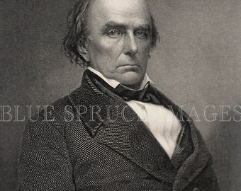 Vtg. Gravure Daniel Webster Portrait, TÉLÉCHARGEMENT NUMÉRIQUE, début des années 1900 pour impression d’art, papier de scrapbook, artisanat vintage, collage, journal indésirable