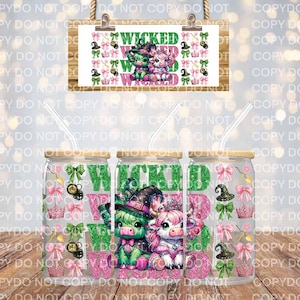 Premium UVDTF Wicked Kuh Chibi Aufkleber für Handwäsche Nur Libbey Cup