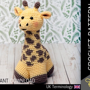 George the Giraffe CROCHET PATTERN, downloadable amigurumi PDF pattern for crocheters to make a cute crochet giraffe, crochet animal