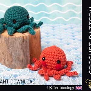 Ozzie Octo CROCHET PATTERN - Downloadable PDF amigurumi pattern, for an adorable octopus crocheted toy