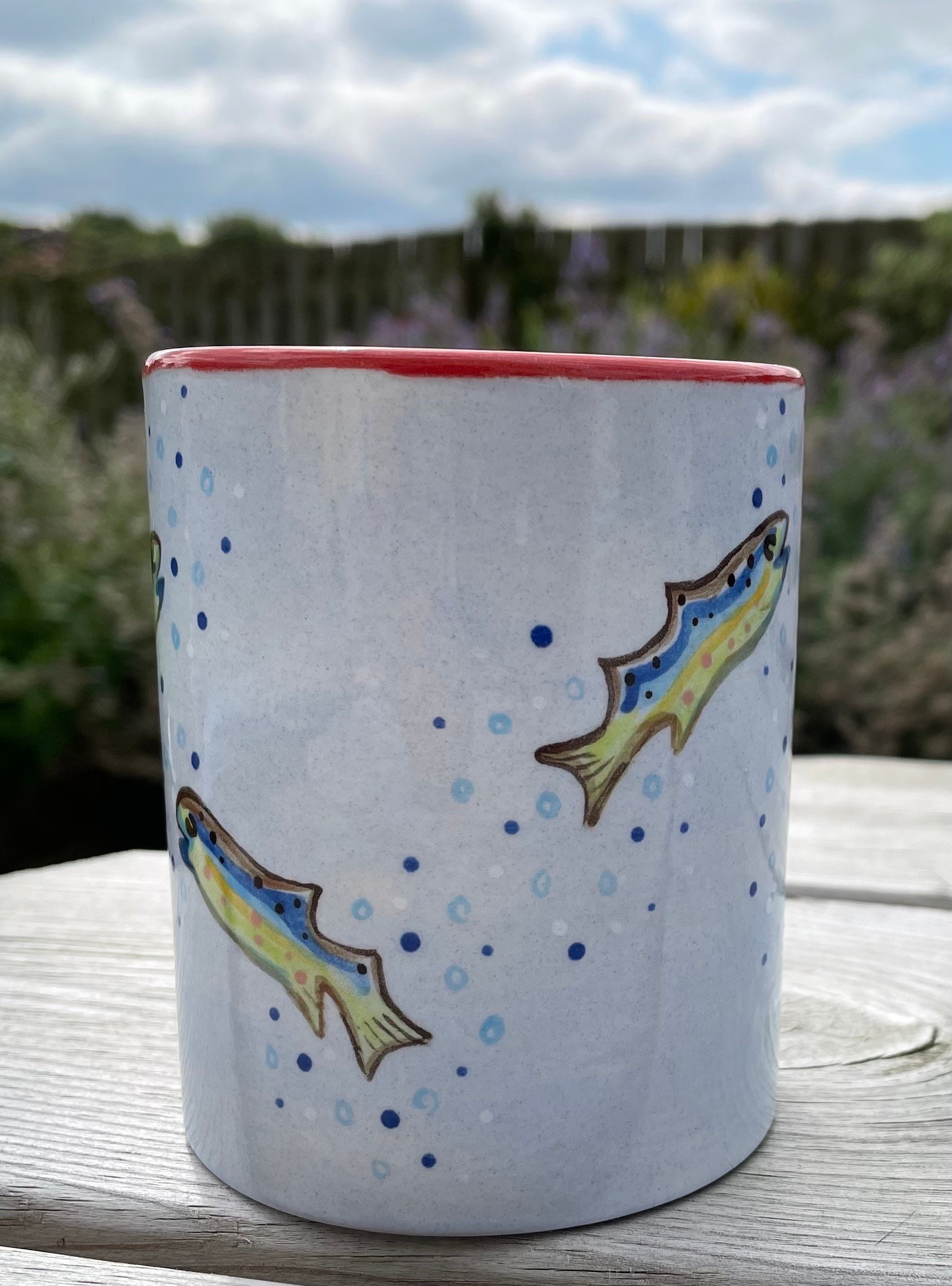 Hand Painted Trout Design Mugs Ceramic Etsy