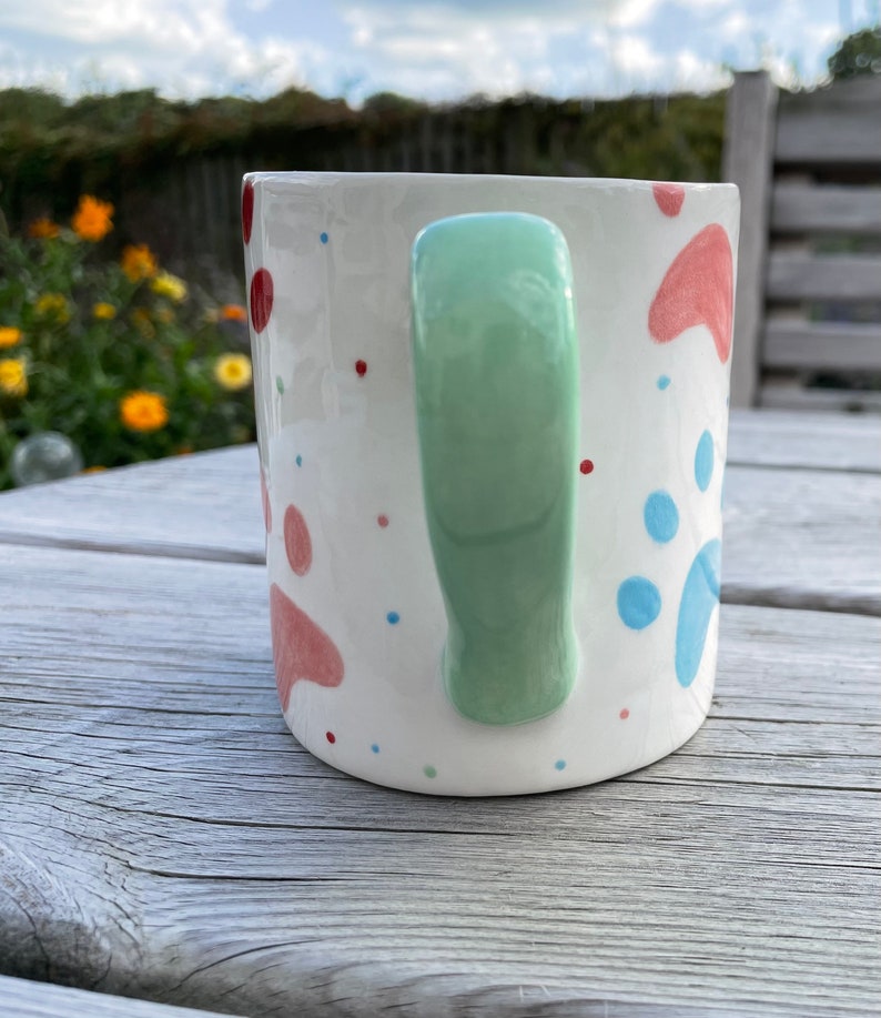 Paw Print Multicoloured Mug, Ceramic Pottery Shop , Hand Painted Kitchen Gifts, Mothers Day Gift, Easter, Pets, Dogs, Cats image 6
