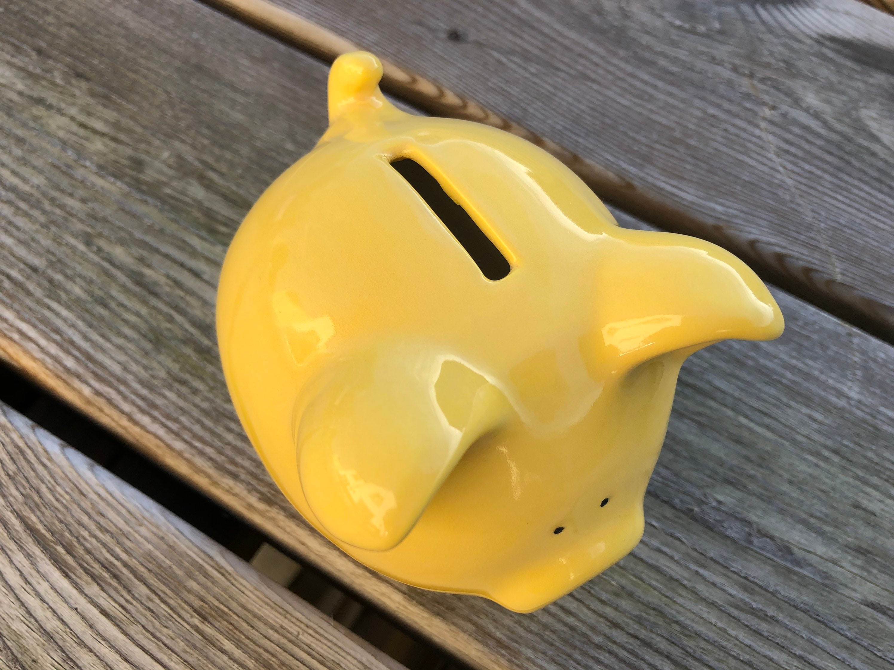 Little Yellow Piggy Bank. Ceramic Hand Painted Small Etsy
