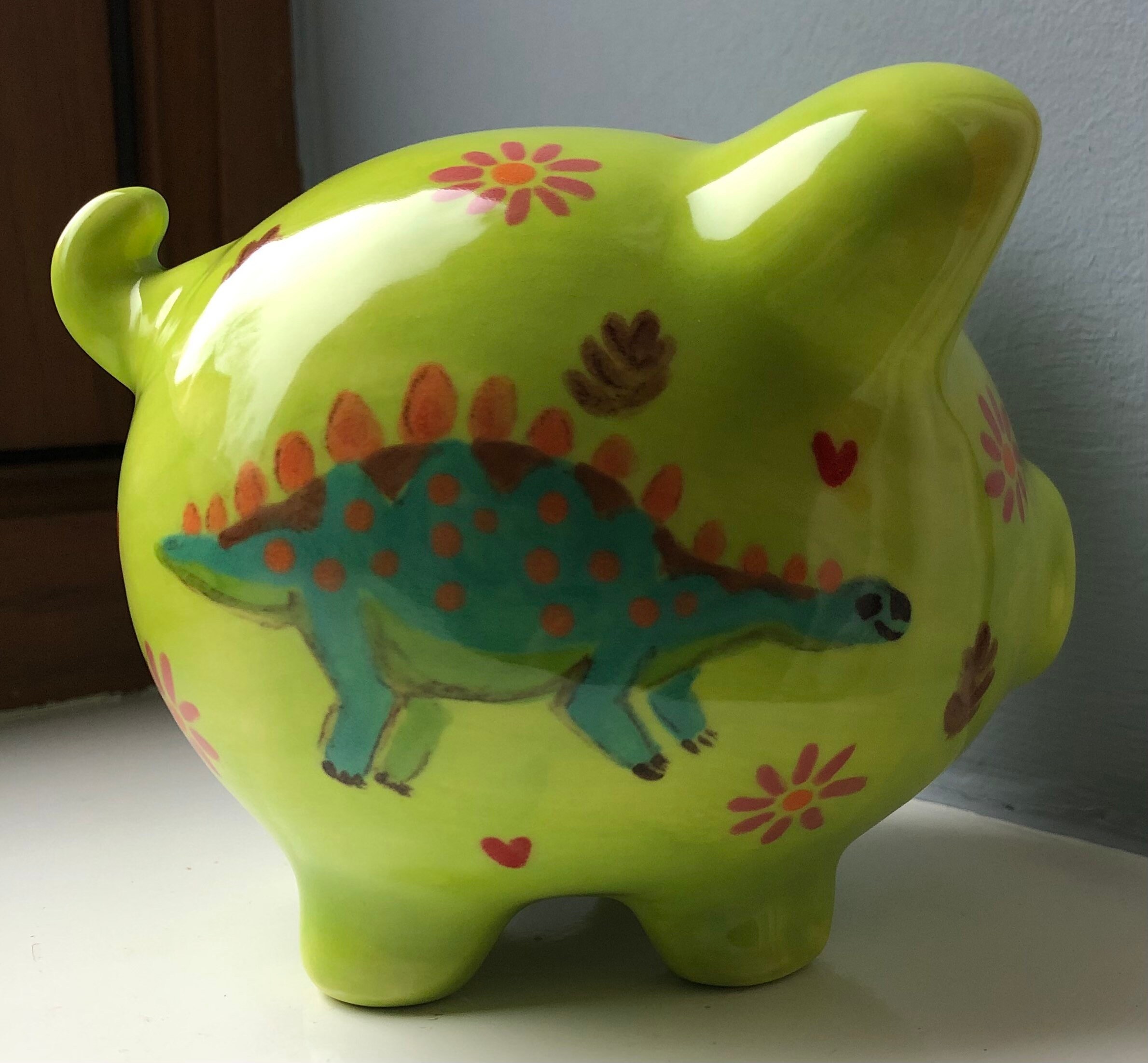 Green Dinosaur Piggy Bank. Hand Painted Little Piggy Bank Etsy